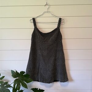 Free People Berry Kiss Mini DressBlack and White Patterned Sleeveless Smocked